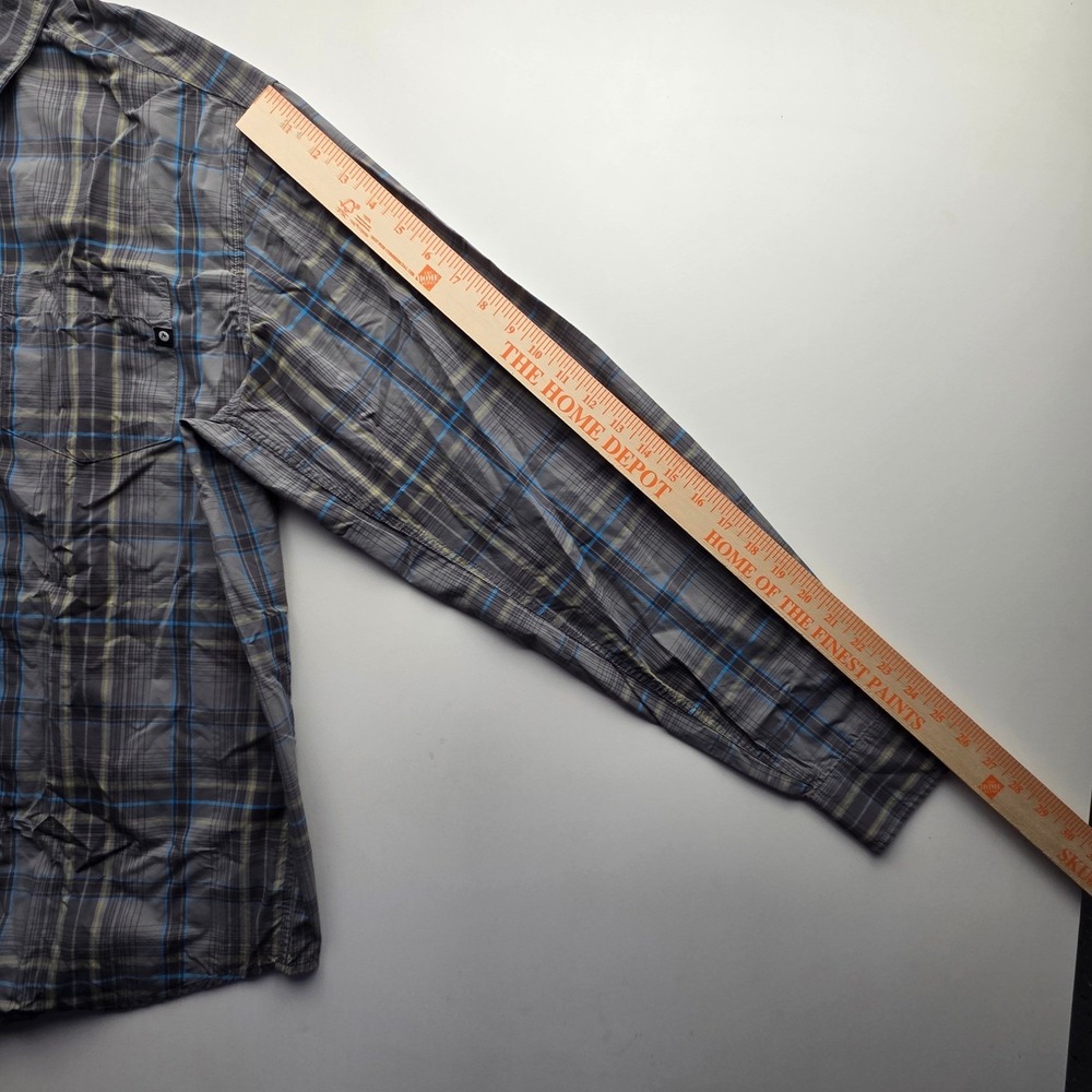 Marmot Men's XXL Plaid Long Sleeve Button Up Shirt Gray Blue‎ Yellow Outdoor - Picture 9 of 9
